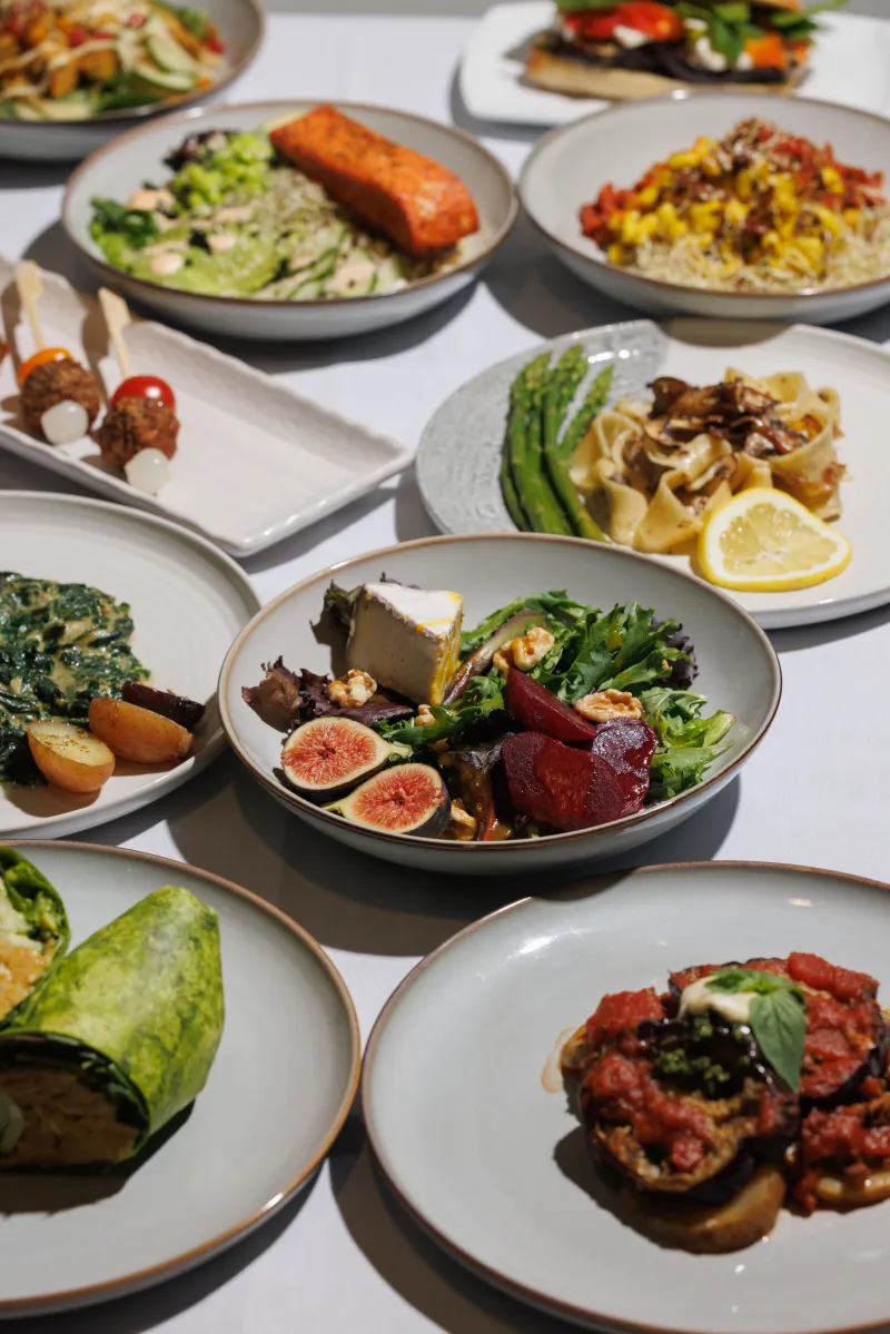 Elegant vegan wedding dish presentation